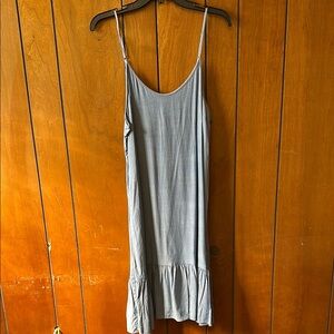 NWOT Karen Chambray Blue Sleeveless Dress with Ruffle Hem
